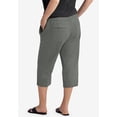 thumbnail image 2 of ellos Women's Plus Size Rib Elastic Waist Linen Capri - 10, Olive Grey, 2 of 3