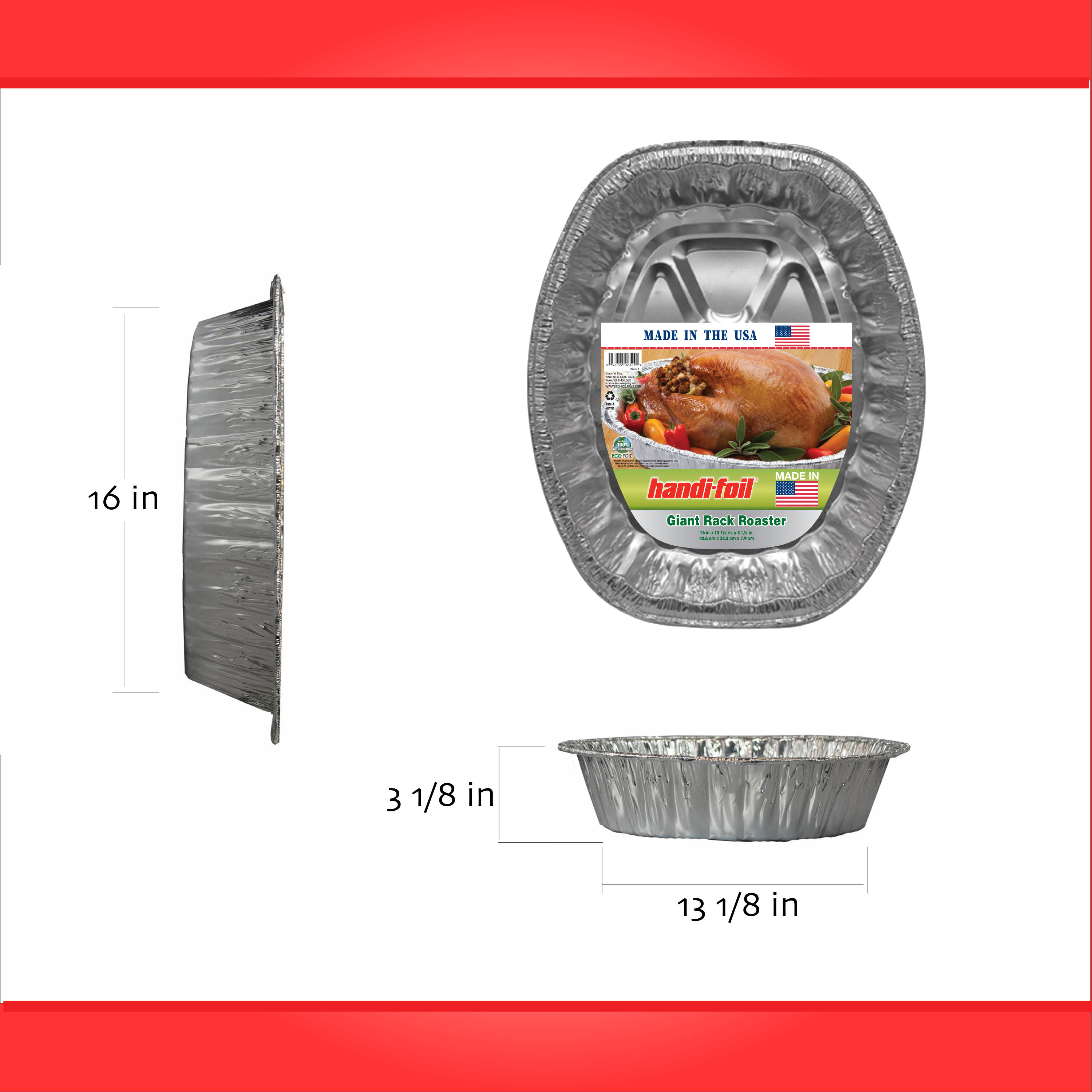 Heavy Duty Aluminum Foil Oval Rack Roaster with Handle (50) 