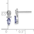 thumbnail image 2 of 925 Sterling Silver Diamond Blue Tanzanite Marquise Post Stud Earrings Drop Dangle, 2 of 6