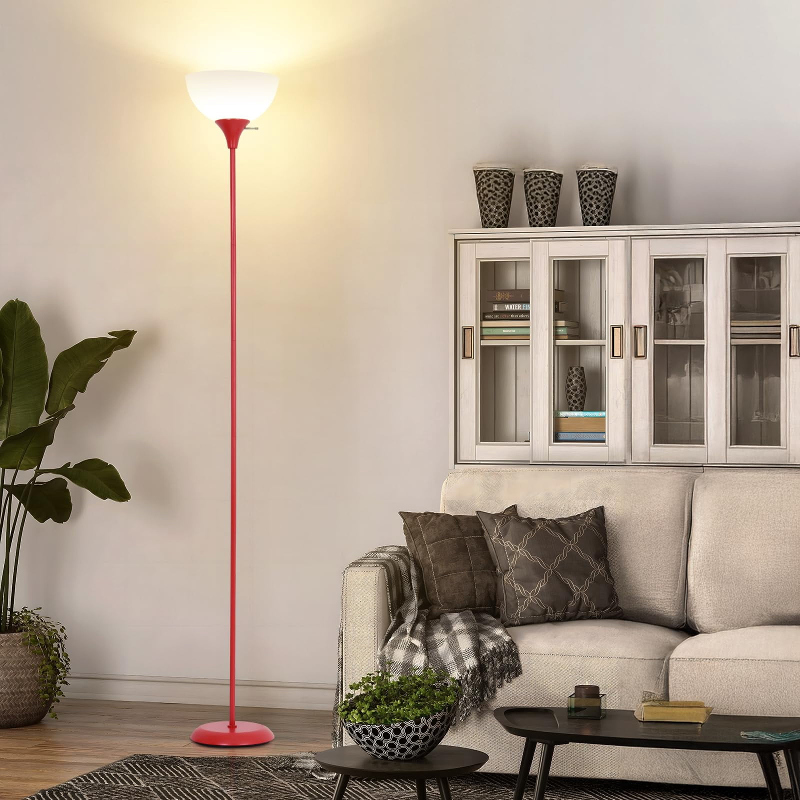 Red Floor Lamp Dimmable Standing Lamp for Living Room Bedroom Study Office Kids