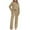 Khaki, variant on Women Casual Loose Printed Pocket Drawstring Pants Long Sleeve Round-Neck Tops Set Jogger Tracksuit Set S-143 Beige M