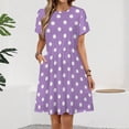 thumbnail image 2 of Light Purple And White Polka Dots Pattern Dress Summer Street Style Dresses Female Short Sleeve Printed Sundress, 2 of 7