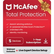 McAfee Total Protection Antivirus Internet Security Software 5 Devices 1-Yr Sub, [Digital Download]
