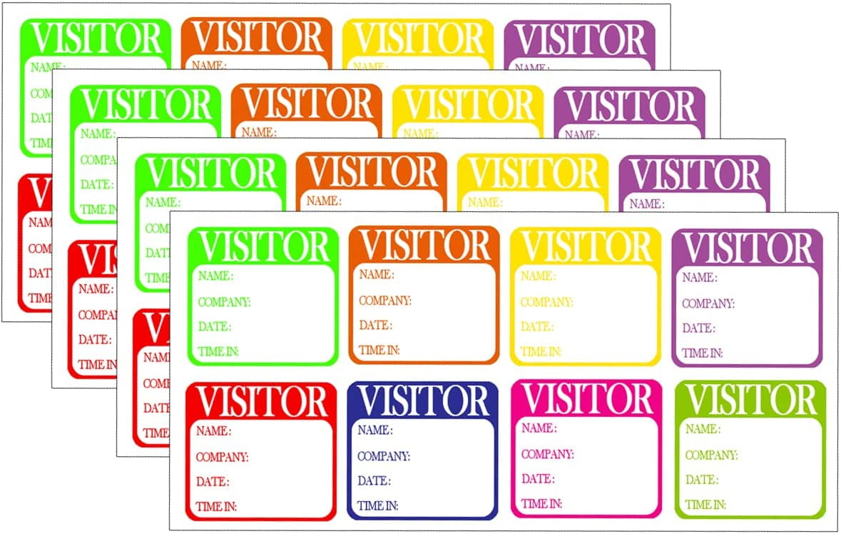 Visitor Stickers Colorful Visitor Name Tags School Church Store