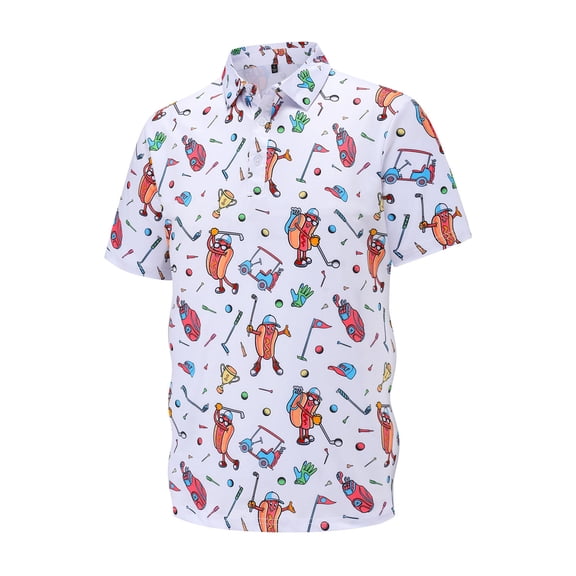 Mens Hawaiian Print Polo Shirt Summer Lightweight Breathable Casual Tee Tops Apparel L