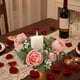 thumbnail image 1 of CaiYueKe Artificial Rose Garland Candle Ring Holder, Floral Candle Wreath Decor for Wedding Table Centerpiece Party Home Decorations, Faux Greenery Candle Surround Decorative Arrangement, 1 of 7