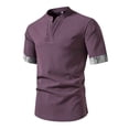 thumbnail image 1 of Camisas de Manga Corta de los Hombres Casual Color Sólido Collar de Solapa Suelto Top de Verano, Manga Corta Tops de Verano para la Comodidad Diaria, 1 of 3