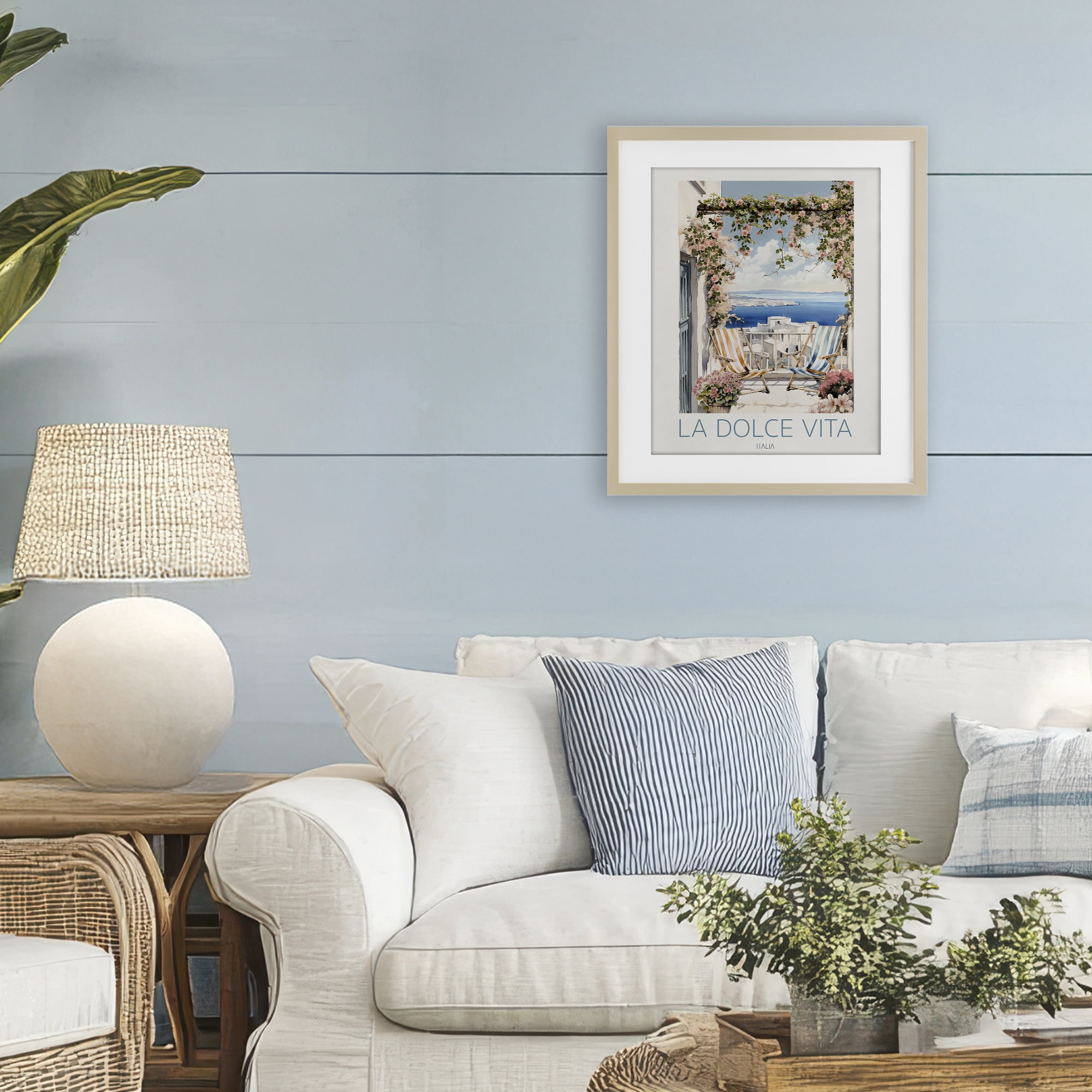 Stupell Industries Coastal Italian Balcony View Birch Framed Print Under Glass, design by CAD Designs