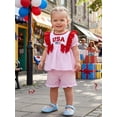 thumbnail image 6 of Loicainy Baby Toddler Girl 4th of July Outfits 6 12 18 24 Months 2T 3T 4T Short Sleeve Embroidery Ruffle Tops and Shorts Set Summer Clothes, 6 of 9