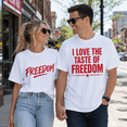 thumbnail image 4 of Freedom Matching Couple Comfort Colors Shirts, I Love The Taste Of Freedom Tee Set, Patriotic 4th Of July Gift For Couples, 4 of 7
