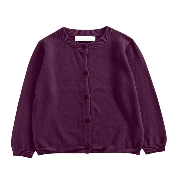 Gubotare School Uniform Cardigan Girls Girls Long Sleeve Cardigan Sweaters Kids Fashion Open Front Outerwear Size 6-7 (Dark Purple,6-7 Years)