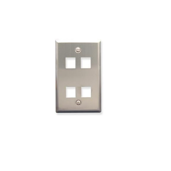 Classic Single Gang Stainless Steel Faceplate - 4 Port