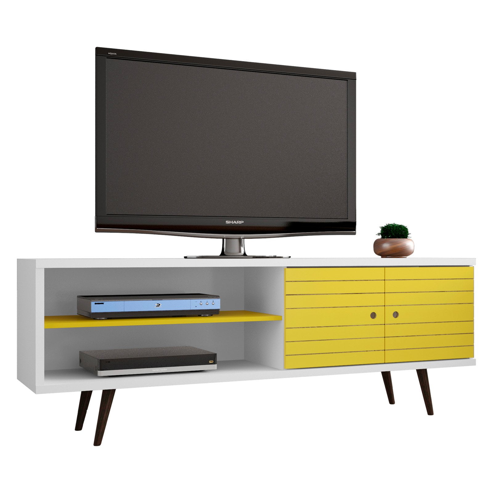Liberty 62 99 Mid Century Modern Tv Stand With 3 Shelves And 2 Liberty 62 99 Mid Century Modern Tv Stand With 3 Shelves And 2 Doors In White Aqua Blue Solid Wood Legs