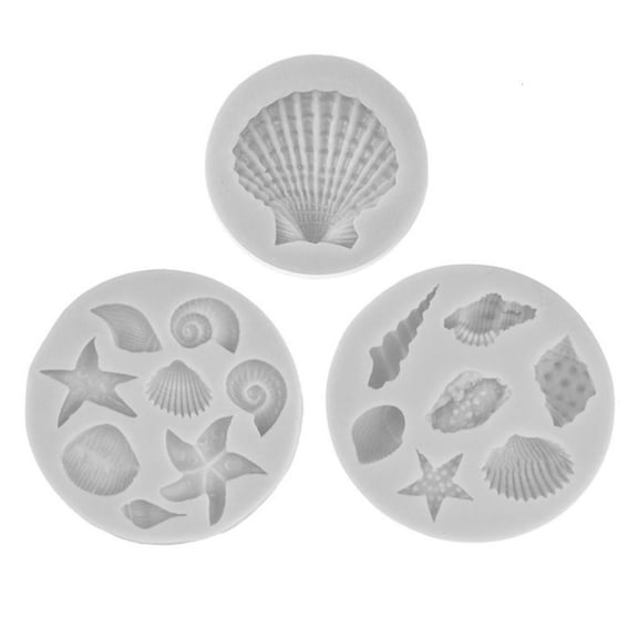 Necvior Seashells Conchs Starfishes Baking Molds Marine Theme Cake Fondant Silicone Mold