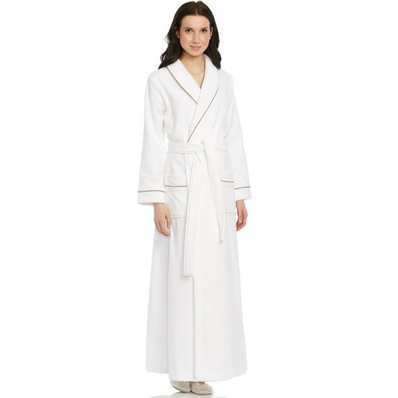 Be Relax Long Women's Long Terry Robe- White - Petite