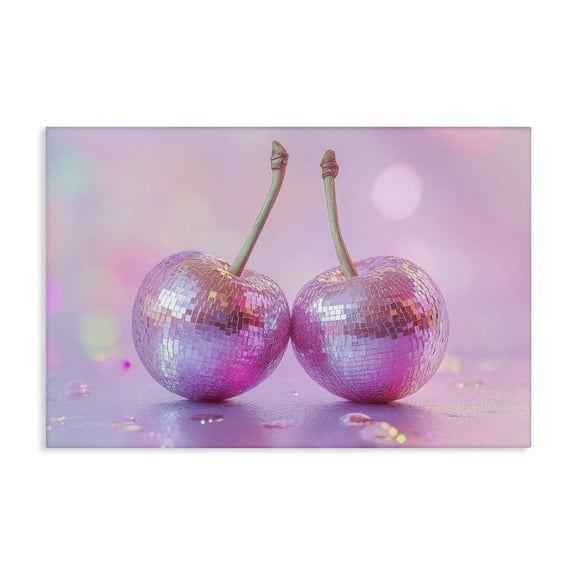 Stupell Industries Pastel Shine Disco Cherries Food & Beverage Painting Wrapped Canvas Canvas Art Print Wall Art, 24 x 16