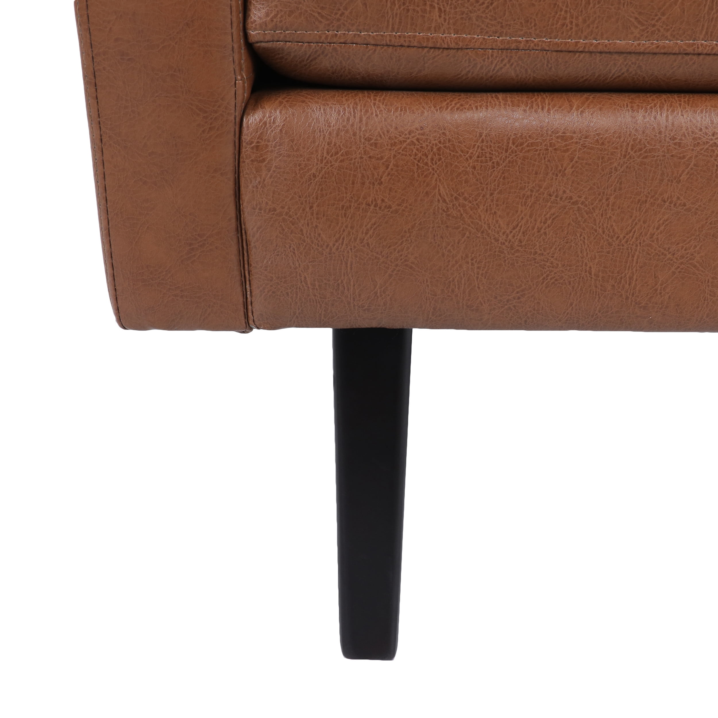 Noble House Carey Faux Leather Club Chair, Cognac Brown and Dark Brown