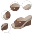 thumbnail image 5 of Rokment Cotton Linen Espadrilles Platform Wedge Sandals for Women 2026 Summer Beach Trendy Casual Peep Toe Extra Chunky Heeled Slip on Slides Backless Dressy Slippers Brown Size 7, 5 of 7