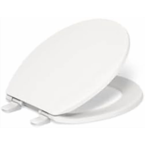 20111-0 Brevia, Slow Close Toilet Seat, Round Toilet Seat, Grip-Tight Bumpers Quick-Attach Hardware, White