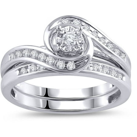 Online 1 3 Carat T W Diamond Bypass Ring Bridal Set In 10kt White