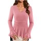 thumbnail image 3 of RKSTN Women's Dressy Sparkly T Shirts Oversized V Neck Glitter Sparkly Long Sleeve Shirt Top Womens Casual Solid Plus Size Sequined Loose Fits Comfy Tee Party Club Night Blouses Fall Spring Clothes, 3 of 9