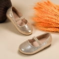 thumbnail image 4 of newwalpole Girls Glitter Dress Shoes Flower Wedding Mary Jane Ballet Flats with Strap Toddler/Little/Big Kids Gold for Size 12, 4 of 6