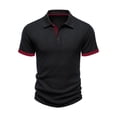 thumbnail image 4 of Yifymode Ribbed Polo T-Shirts for Men Summer Casual Button Up Short Sleeve Shirts Textured Collared Cuban Shirt Knit Henley Tops Black L, 4 of 5