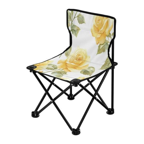 Outdoor Folding Chair 14.46x14.46x22.83 Inches, Camping Folding Chair Easy to Carry Ideal for Outdoor Picnics Camping Park Fishing Gold Roses