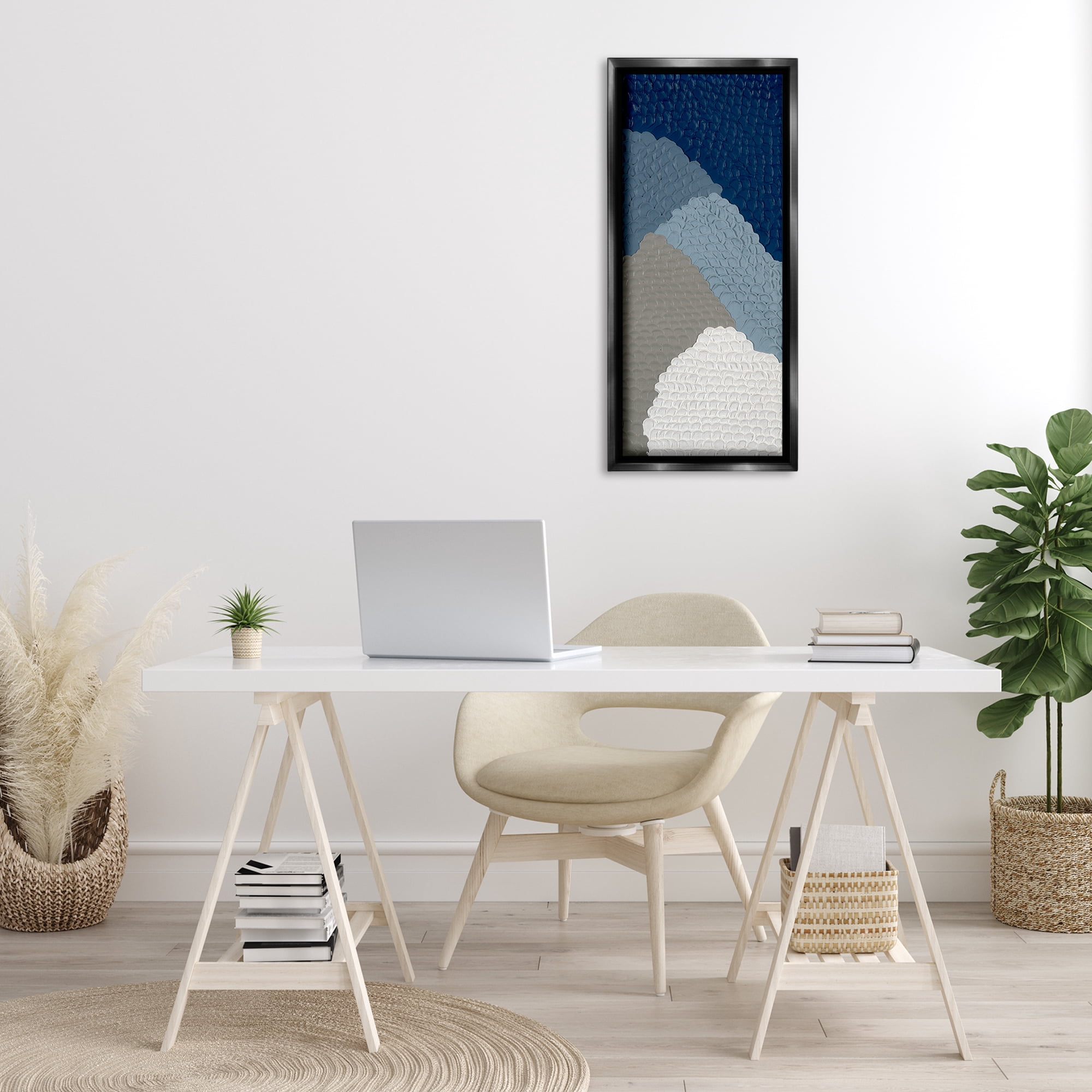 Stupell Industries Modern Abstract Forms Abstract Painting Black Floater Framed Canvas Art Print Wall Art, 15 x 31