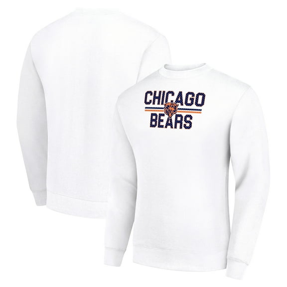 Men's Starter White Chicago Bears Team Mesh Print Graphic Pullover Sweatshirt