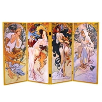 3 ft. Short Double Sided Four Seasons Canvas Folding Screen