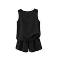 thumbnail image 5 of NMMUED Women's Summer 2 Piece Outfits Sets Cotton Linen Sleeveless Tank Top and Casual Shorts with Pocket Linen Sets for Women 2 Piece Black L, 5 of 8