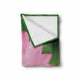 thumbnail image 2 of Pink Soft Flannel Fleece Throw Blanket, Flower Theme Nature Inspired Lotus Lily Blossom Romantic Digital, Cozy Plush for Indoor and Outdoor Use, 70" x 90", Pink and Fern Green, by Ambesonne, 2 of 6