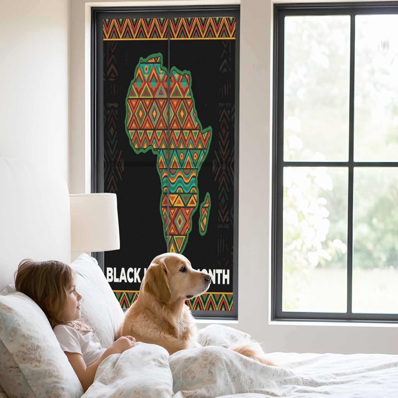 Black History Month Window Privacy Film, Retro Abastract Texture Frosted Glass Window Clings Static Cling UV Heat Blocking Reusable Door Sticker for Bathroom 23.6 x 59 Inch