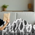 thumbnail image 3 of Fish Soft Flannel Fleece Throw Blanket, Minimalist Fish with Pared down Dots and Stripped Lines Sea Animal Image, Cozy Plush for Indoor and Outdoor Use, 50" x 70", Black White, by Ambesonne, 3 of 5