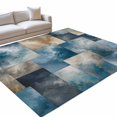 thumbnail image 2 of 5'x7' Area Rugs, Abstract Fluid Art Indoor Outdoor Area Rug for Living Room Bedroom, Geometric Modern Blue Brown Color Block Washable Bathroom Rugs Kitchen Floor Carpet Mats Home Decor Aesthetic, 2 of 8