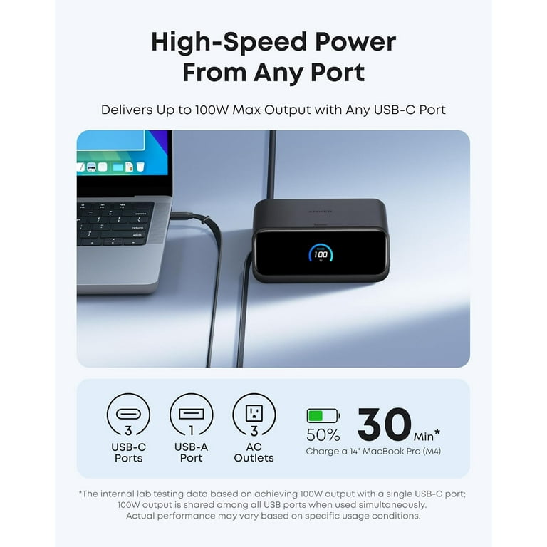 Anker Nano Charging Station, 7-in-1 USB-C Power Strip, 2.3 ft