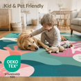thumbnail image 2 of ODIKA 5'x7' Teal Coral Dreamscape with Abstract Motifs Washable Area Rug Elegant Blend of Organic Shapes and Soft Hues for Guest Room, Lounge, Apartment, Non-Slip Low Profile, Stain Resistant, 2 of 5