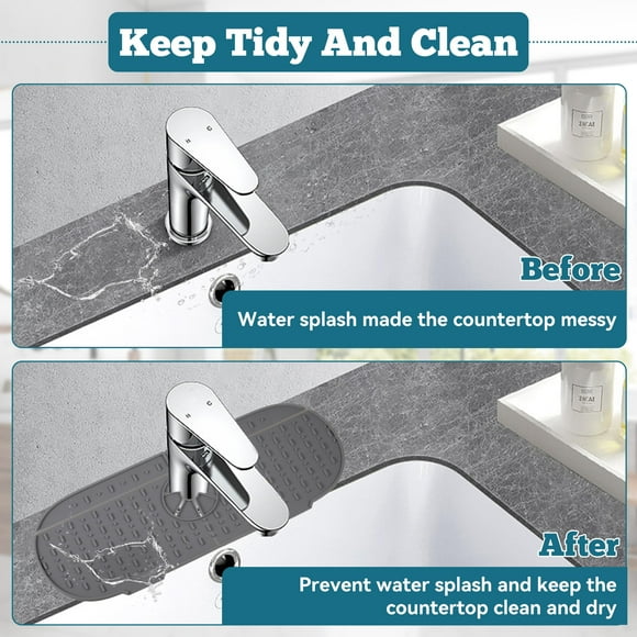 mmirethe Flexible And Elastic Sink Mat Adjusts To Sink Shape With Ease Easy Installation Faucet Absorbent Mat Grey