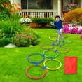 thumbnail image 1 of Juego de 10 anillos de rayuela para saltar, juego de agilidad, juguetes portátiles para niños, juegos de patio, pufs para lanzar en el patio trasero. 48 centímetros, 1 of 8