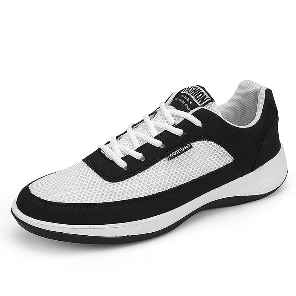 Mens Athletic Walking Shoes - Slip on Memory Foam Lightweight Work Casual Tennis Running Shoes Sneakers for Indoor Outdoor Gym Travel, Size: 5, White