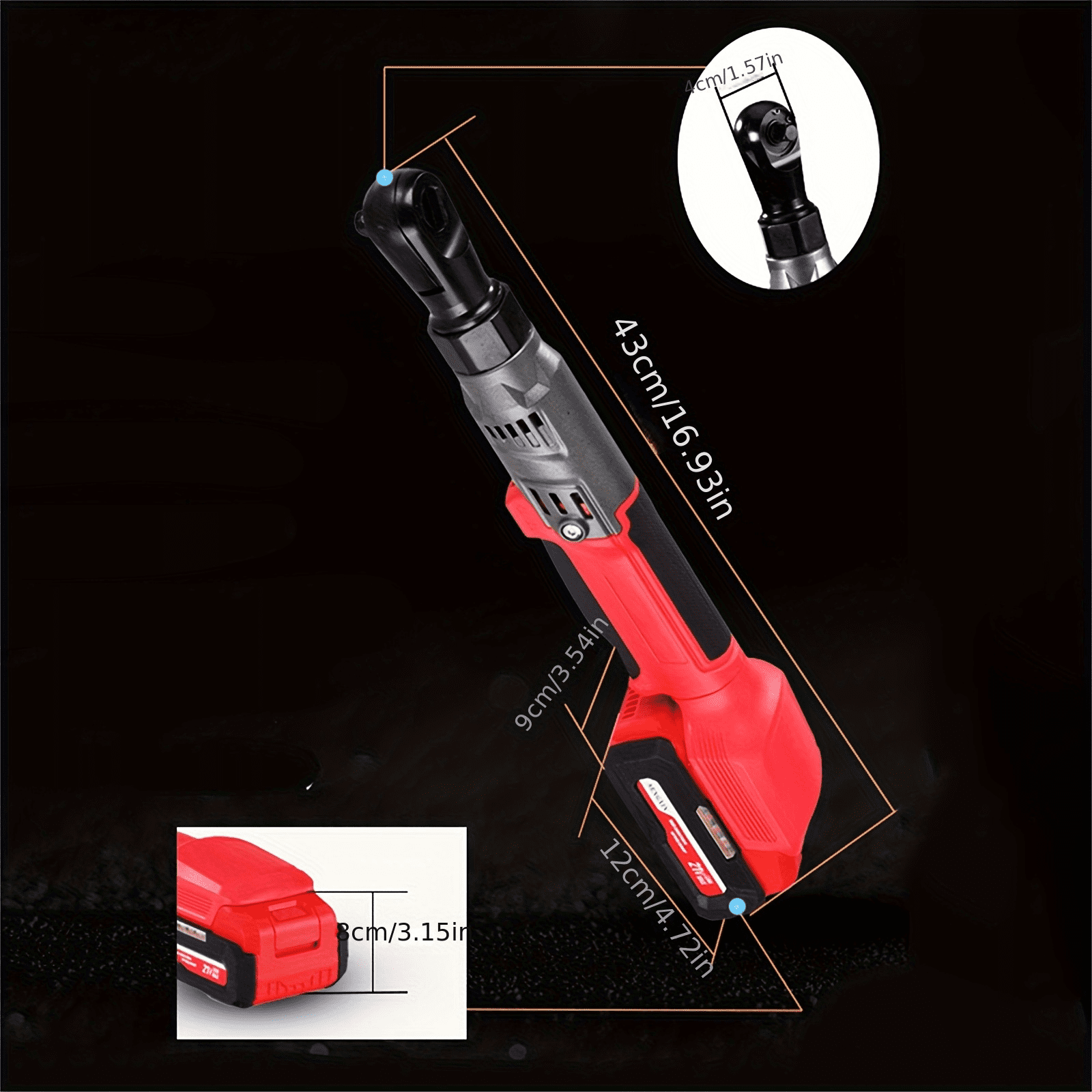 1/2" Electric Ratchet Wrench with Batteries,Brushless Motor, 90 N·m Torque, Plastic Box  & Charger, Car Repair Tool Kit, Home DIY Tool
