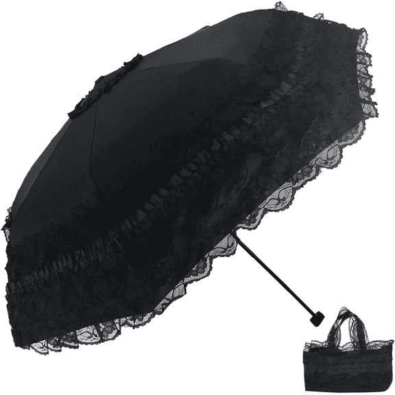 Vintage Lace Parasol Gothic Lolita Umbrella UV Sun Protection Witch Cosplay Phot