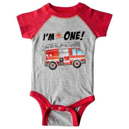 

Inktastic I m 1 Fire Truck 1st Birthday Gift Baby Boy or Baby Girl Bodysuit