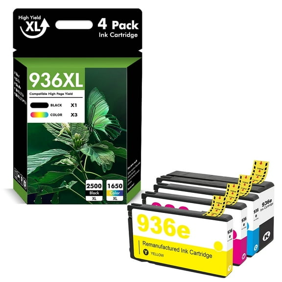 936e 936XL Ink Cartridges Compatible for HP 936 936e 936 XL 4 Pack OfficeJet Pro 9125e 9120e 9730e 9130 9135e 9122e 9128e 9110b 9120b 9130b 9130e Printer (Black, Cyan, Magenta, Yellow)