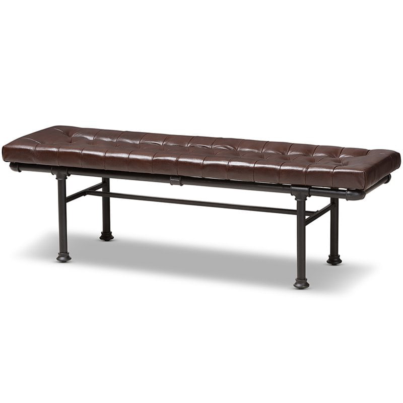 Baxton Studio Zelie Faux Leather Bench, Faux Leather Benches