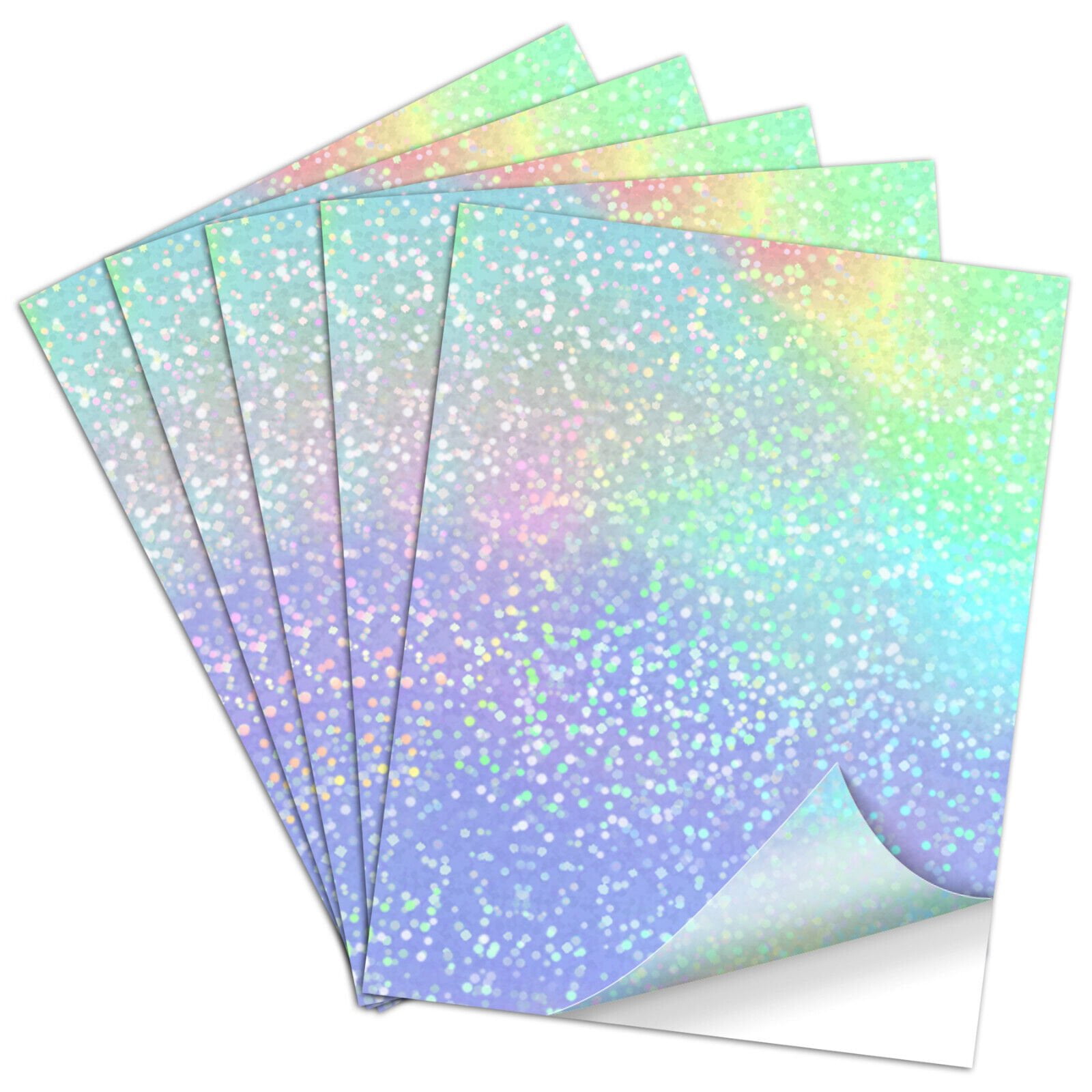 20 Sheets Glitter Holographic Sticker Paper A4 Size Rainbow Laminating Film  H