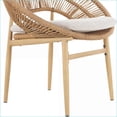 thumbnail image 4 of Outdoor Dining Chairs, Rustic-Modern Papasan Set of 2 – Teak Legs, Light Brown Wicker, Beige Cushion | Beige | PE Rattan+Iron, 4 of 14
