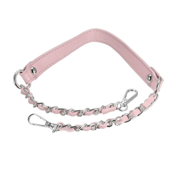 Unique Bargains 24' Iron Flat Chain Straps Purse Shoulder Bag DIY Replacement, 2Pack Pink Silver