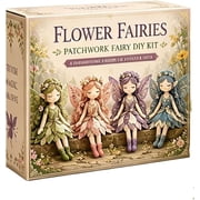 Fairy Patchwork DIY Collection, Fun Flower Fairies Patchwork Sewing Kit, Make 4pcs Winged Elf Cloth Doll, Fabric Full Supplies DIY Craft Set for Beginner Crafters, Home Decor Unique Handmade Gift,B1